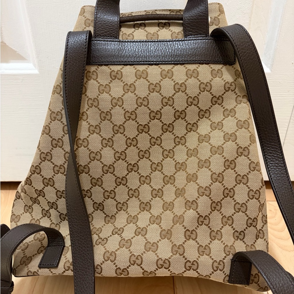 Gucci Brown Logo Drawstring Backpack - image 4